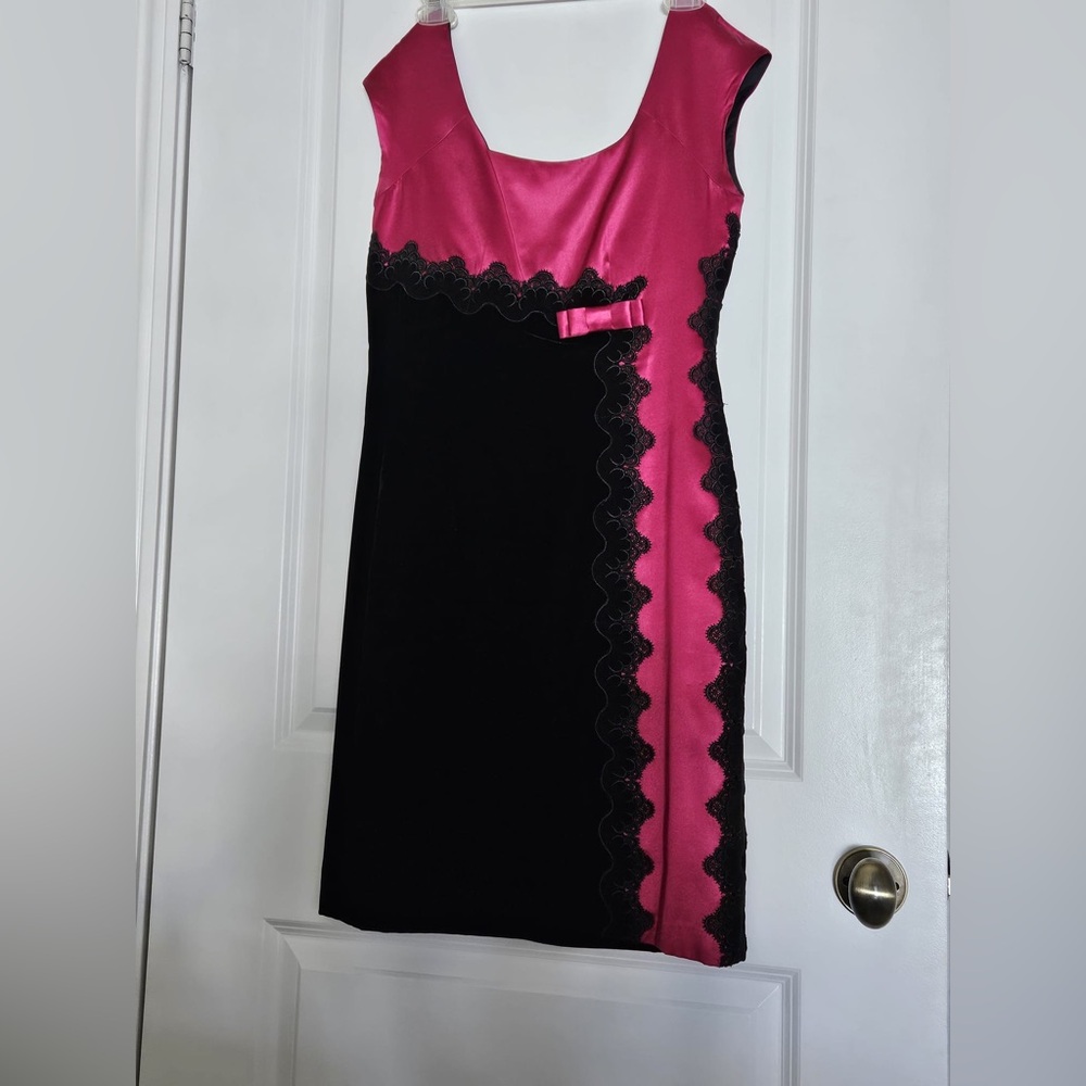 Nougat London Fuschia & black cocktail dress